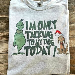 Christmas shirt grinch cute I'm only talking to my dog today humor dog mom